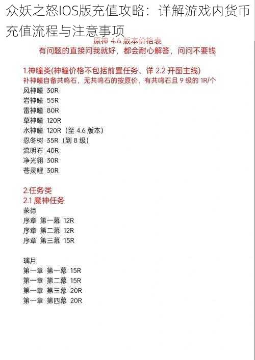 众妖之怒IOS版充值攻略:详解游戏内货币充值流程与注意事项